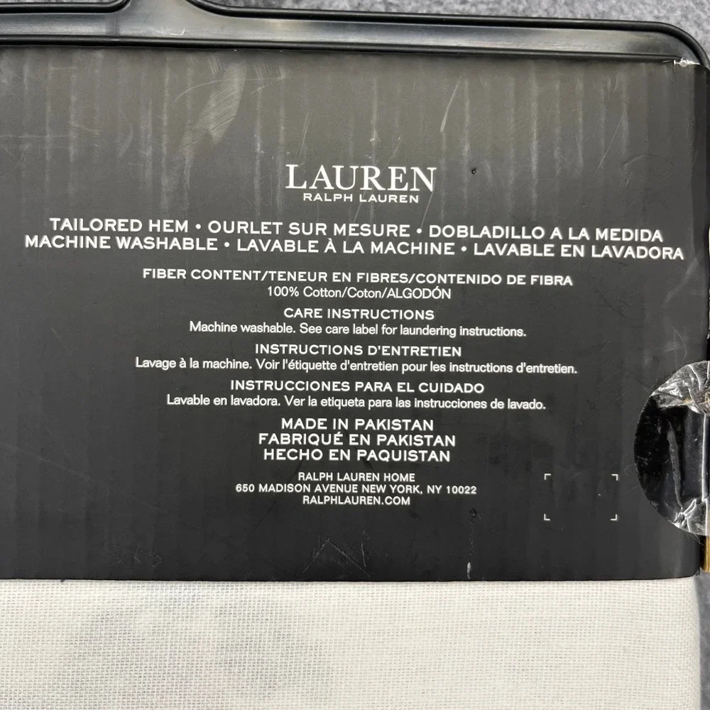 Lauren Ralph Lauren Shower Curtain Blue White Floral Cotton 70x72 Tailored Hem
